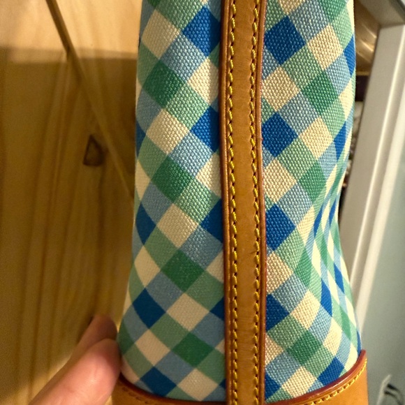 Dooney & Bourke Green and Blue Checkered Tote - Picture 8 of 16